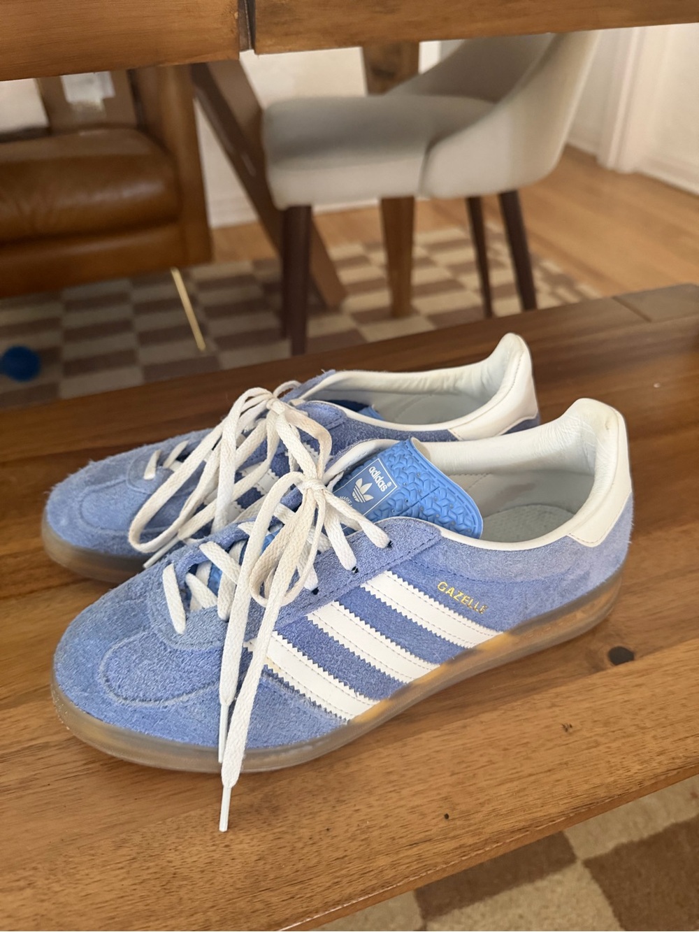 adidas Gazelle Sneakers in Light Blue and White